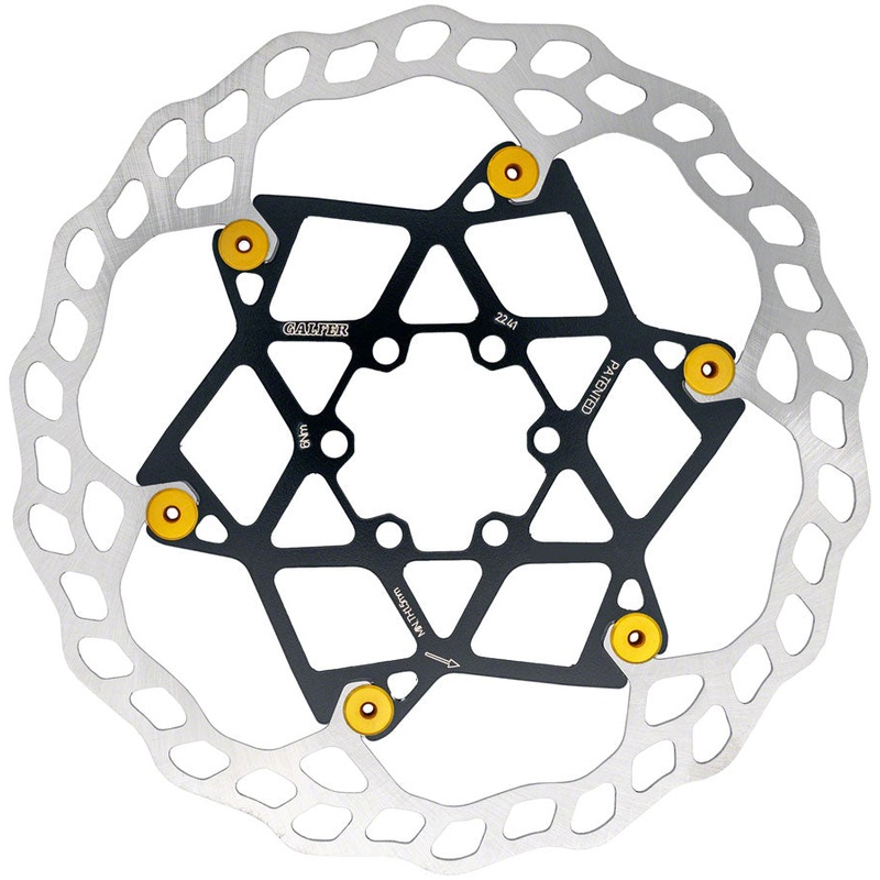 Galfer Floating Wave Disc Brake Rotor – 180mm x 2.0mm, 6-Bolt, Yellow