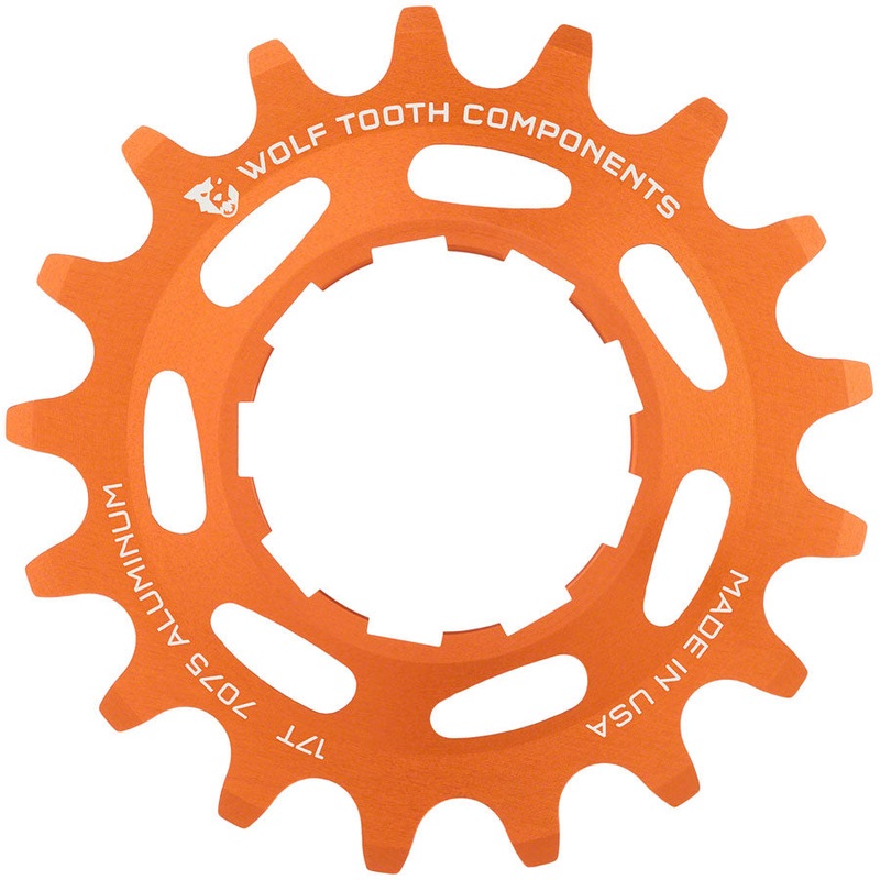 Wolf Tooth Single Speed Aluminum Cog – 17t Compatible 3/32″ Chains Orange