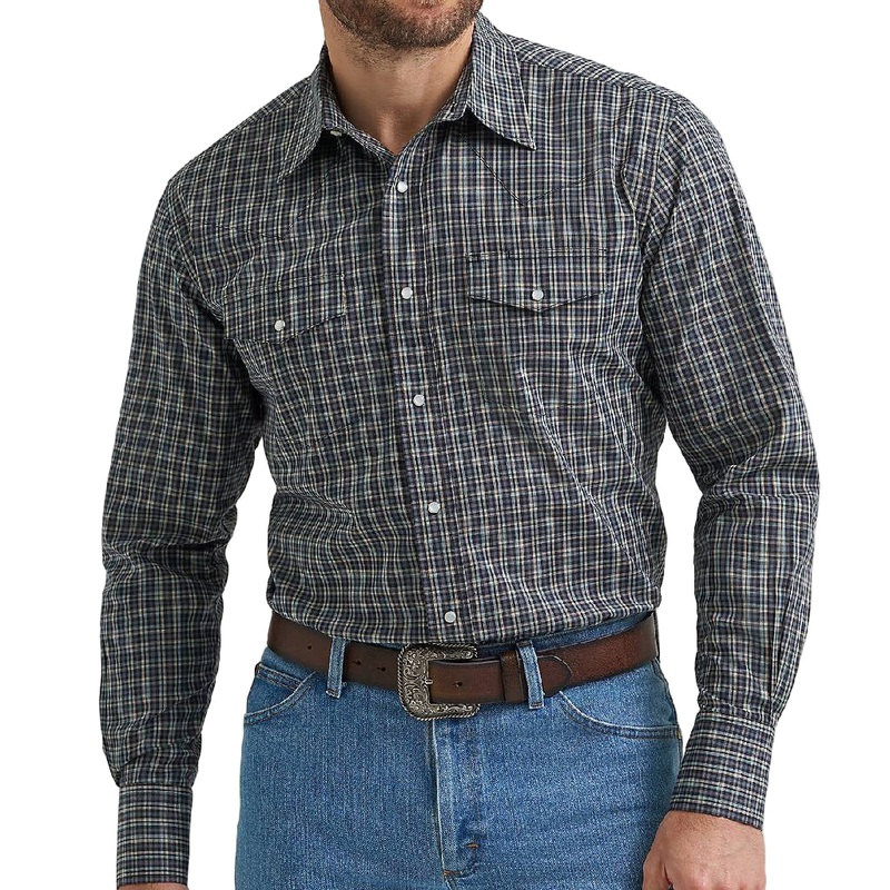 Wrangler Men’s Classic Fit Plaid Pearl Snap Western Shirt
