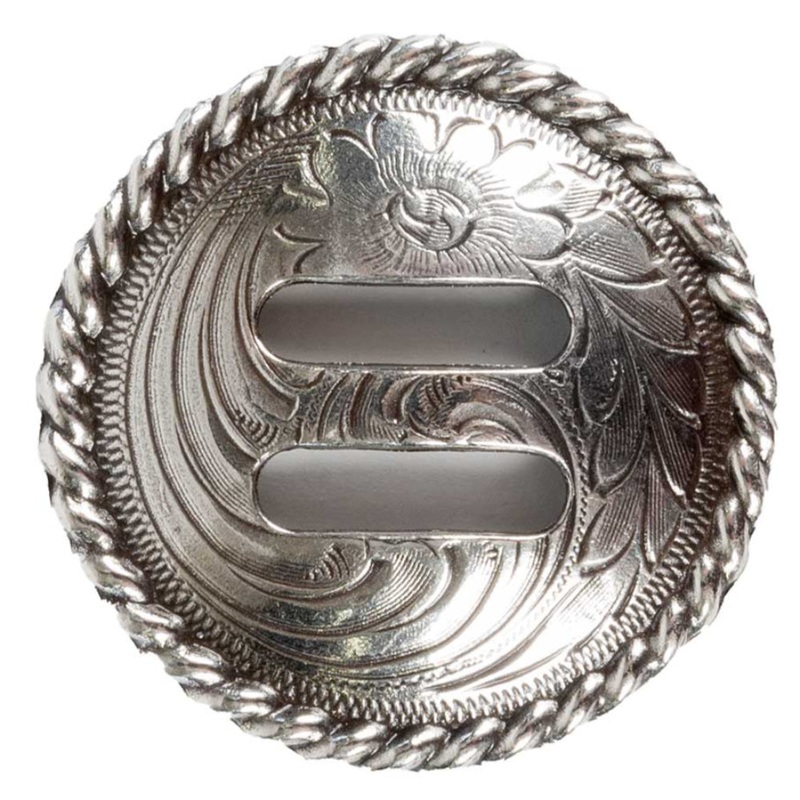 Antique Floral Slotted Concho with Rope Edge