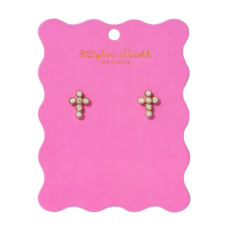 Faith Crystal Gem Cross Earrings