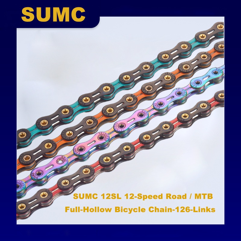 SUMC 12-SPEED full hollow carbon steel Bicycle Chain Ultralight  with Steel Magic Buckle