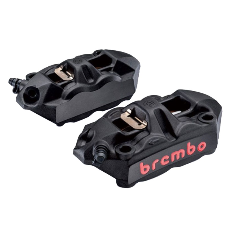 Caliper Set, P4 34mm, M4, Cast Monobloc, 108mm Radial Mount, Front, Black w/ Red Lettering