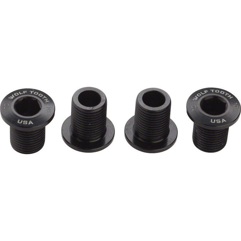 Wolf Tooth Set of Chainring Bolts 104 x 30T Rings 10 mm long 4-Pieces BLK