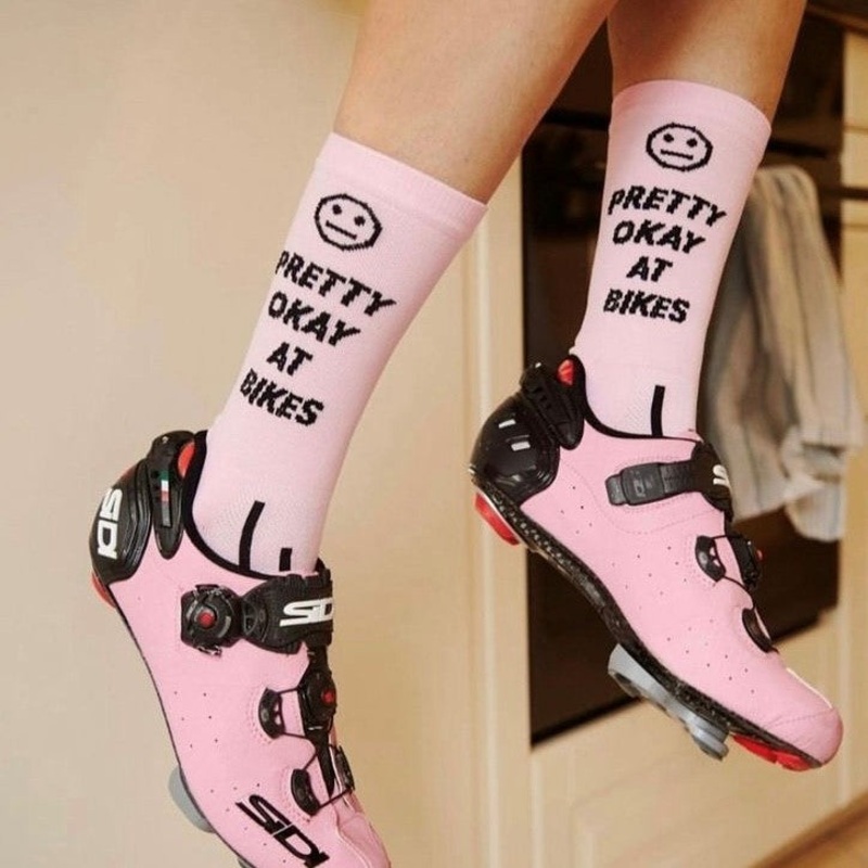 Ostroy Cycling Socks – Pretty Okay at Bikes – Pink