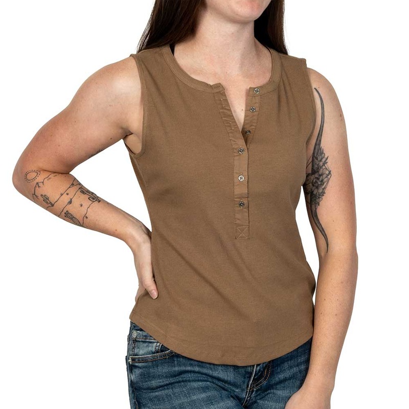 Flag & Anthem Women’s Denning Henley Tank Top – Brown