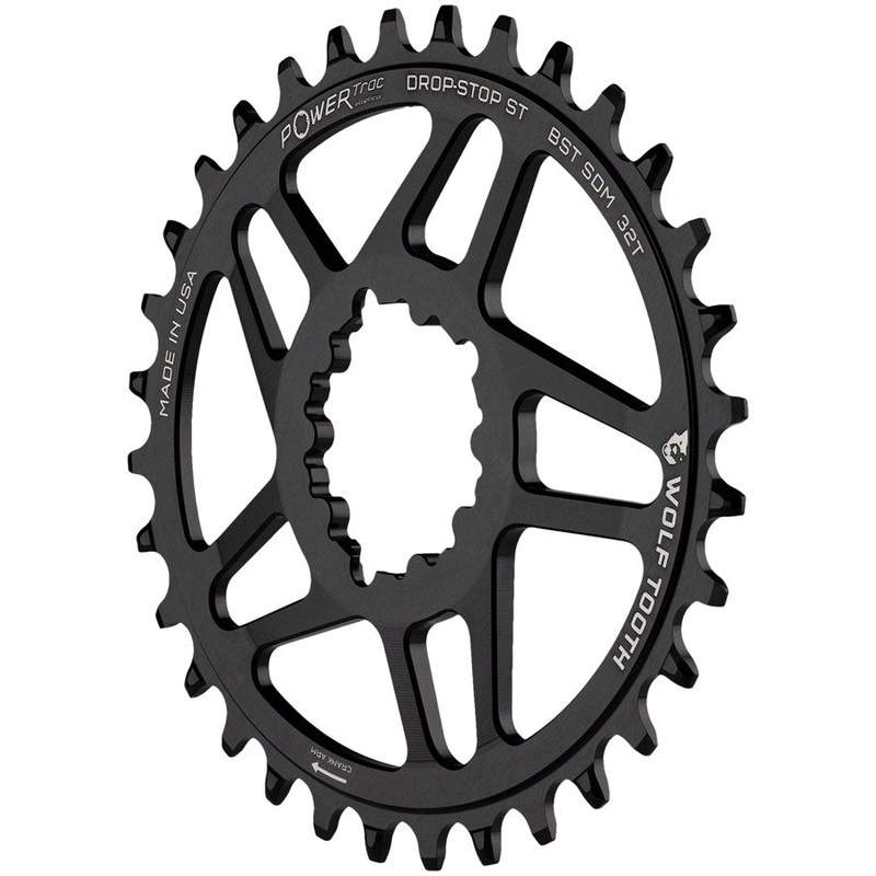 Wolf Tooth Direct Mount Chainring – 34t SRAM 3-Bolt Direct Mount Drop-Stop ST Requires 12-Speed HG+ Chain BLK