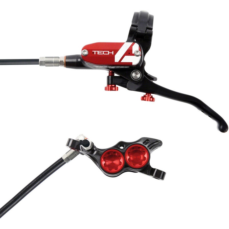 Hope Tech 4 E4 Disc Brake and Lever Set – Front Hydraulic Post Mount Red