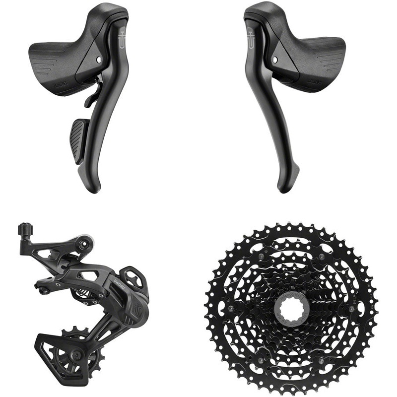 microSHIFT Sword Black 1×9-Speed Groupset – Includes Brake/Shifters, Rear Derailleur Medium Cage, 11-46t Cassette