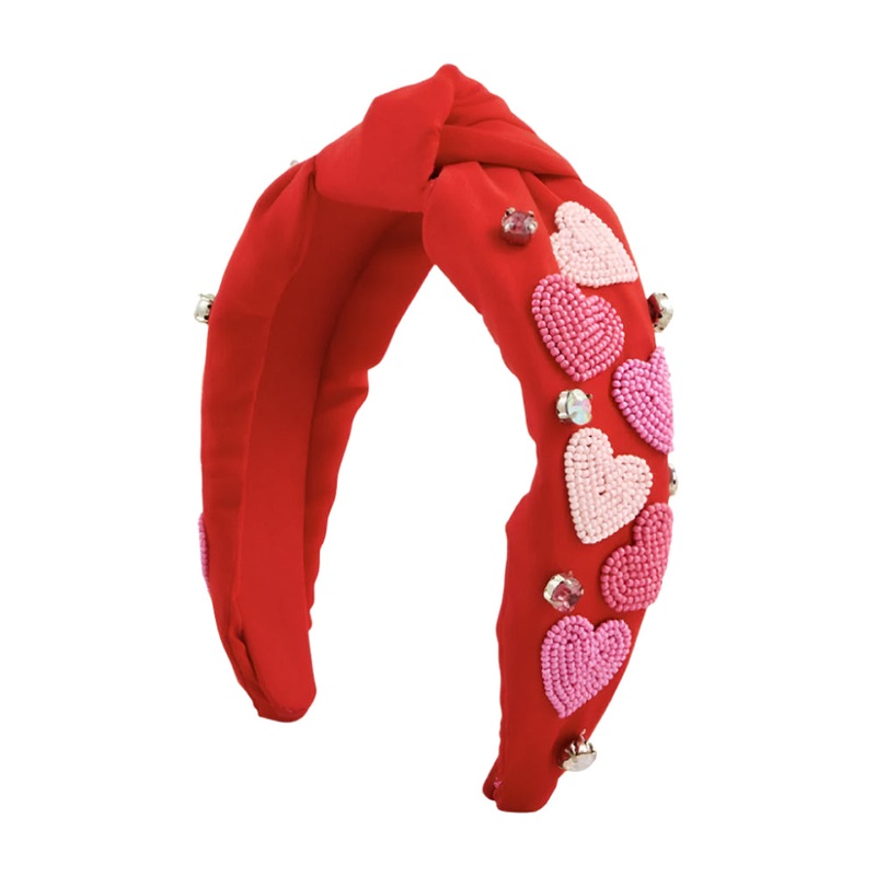 Mud Pie Valentine Heart Beaded Headband – Red