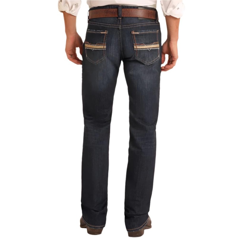 Rock & Roll Denim Men’s Tri-Color Stitch Straight Jeans