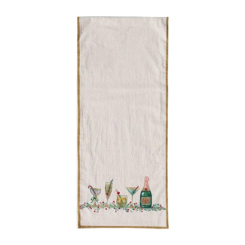 Holiday Cocktails Cotton Table Runner