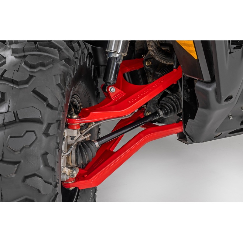 Rough Country | Aluminum Control Arms | High Clearance w/ 2″ Forward Offset | Can-Am Defender HD 5/HD 8/HD 9/HD 10 | 97041RED