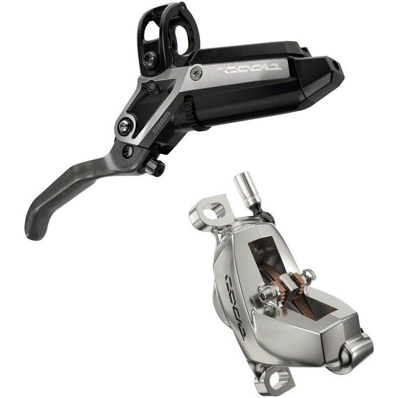 SRAM Code Ultimate Stealth Disc Brake and Lever – Front, Post Mount, 4-Piston, Carbon Lever, Titanium Hardware,