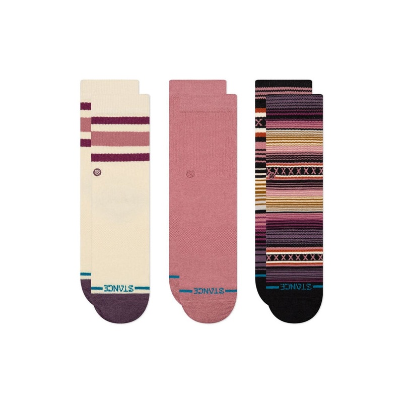 Stance Kid’s Icon Mixed Crew Socks – 3 Pack Dusty Rose