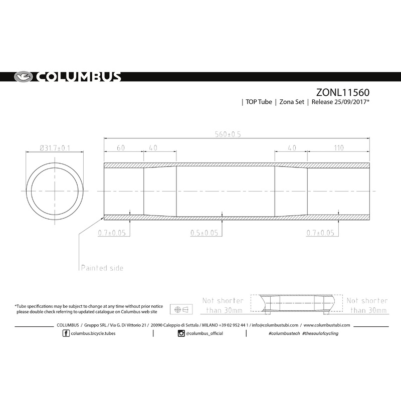 Columbus Zona top tube – 31.7 dia. – .7/.5/.7 – length = 560