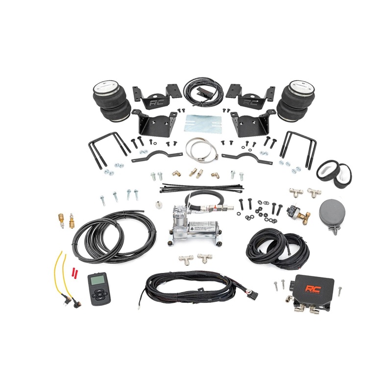 Rough Country | Air Spring Kit w/compressor | Wireless Controller | 0-7.5″ Lift | Chevy/GMC 2500HD/3500HD (11-19) | 10007WC