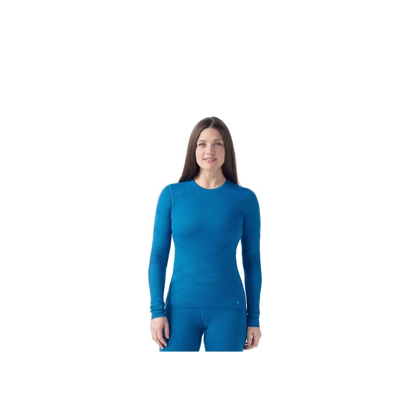 Women’s Intraknit Thermal Merino Base Layer Crew Nivial Blue – Pool Blue