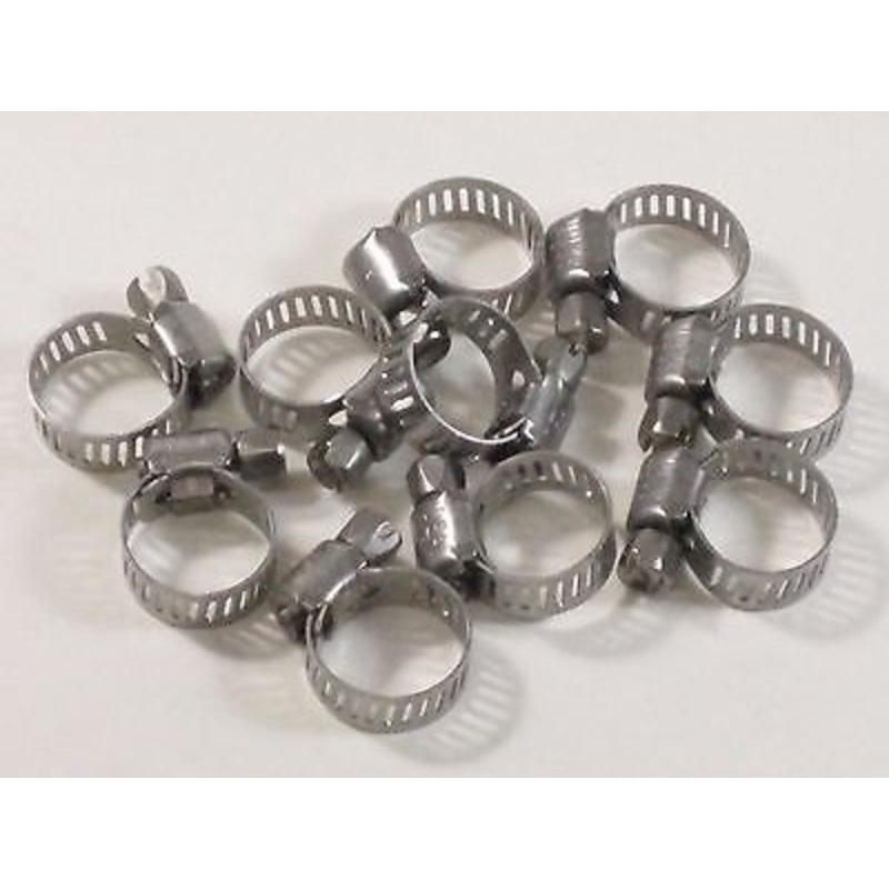 Hose Clamp Set 1/4″ to 5/8″ tubing set of 10 stainless steel tubing clamps