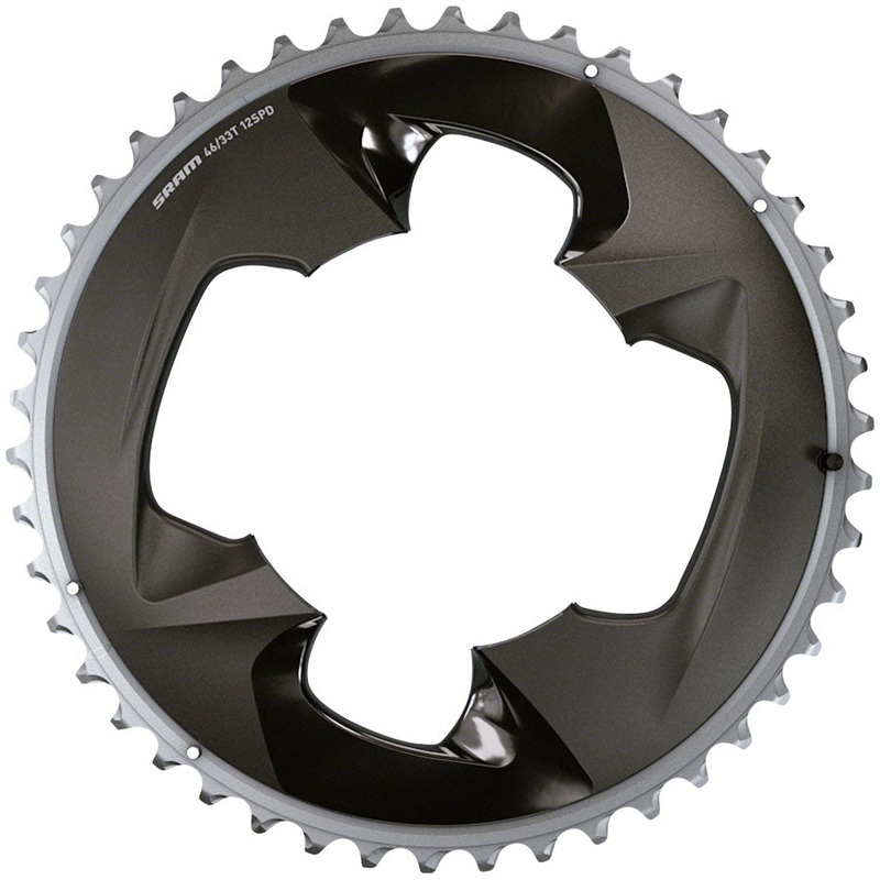 SRAM Force 2×12-Speed Outer Chainring – 48t 107 BCD 4-Bolt Polar Grey For use 35t Inner