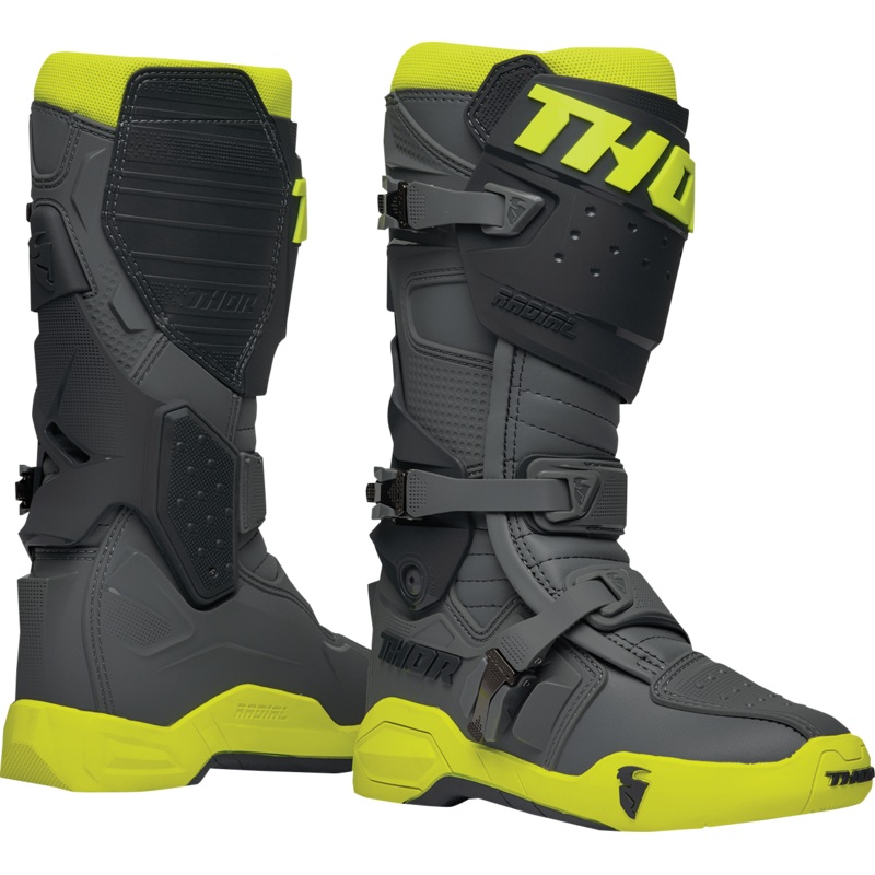 THOR Radial Boots – Gray/Fluorescent Yellow – Size 10 3410-2748
