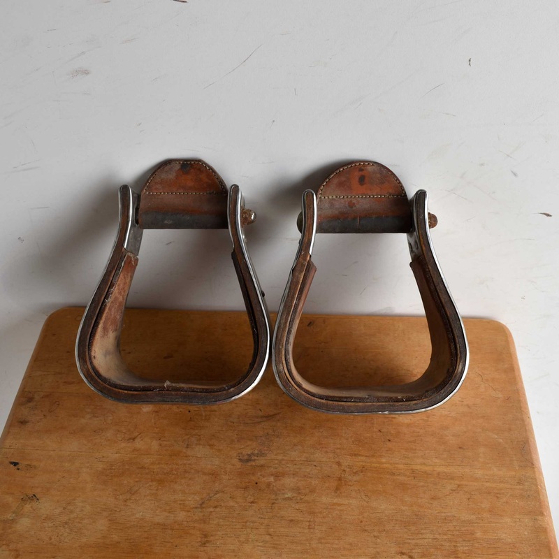 Used Monel Stirrups with Leather Lining