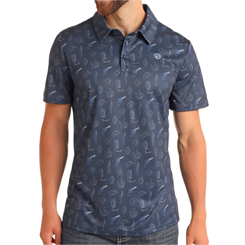 Rock & Roll Denim Men’s Western Print Polo Shirt – FINAL SALE