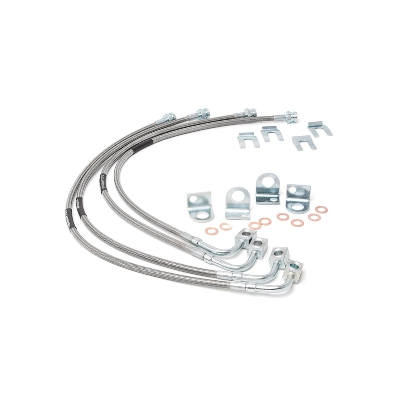 Rough Country | Brake Lines | Stainless | FR & RR | 4-6 Inch Lift | Jeep Wrangler JK/Wrangler Unlimited (07-18) | 89716