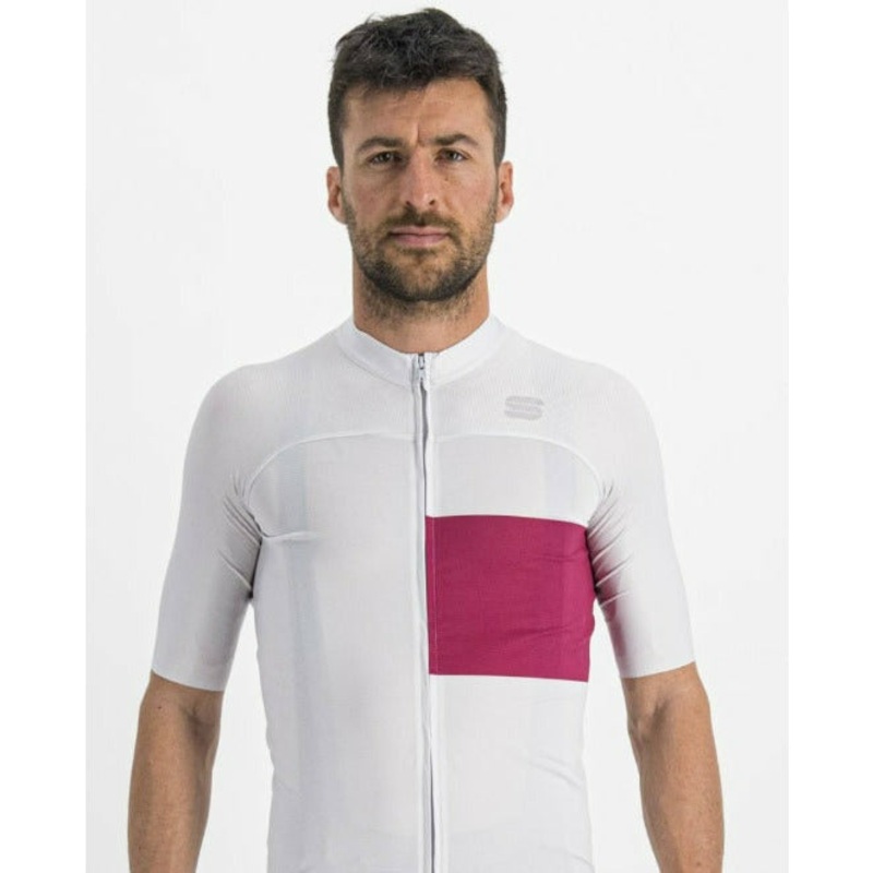 Sportful Snap Full Zip Short Sleeve Road Cycling Jersey AshGray/Cyclamen