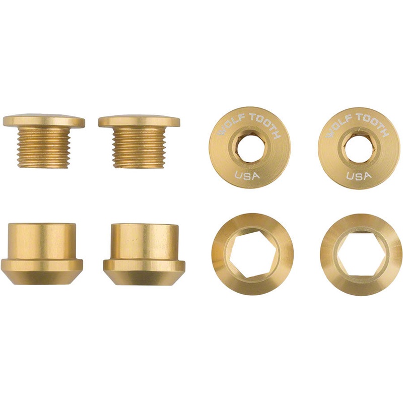 Wolf Tooth 1x Chainring Bolt Set – 6mm Dual Hex Fittings Set/4 Gold