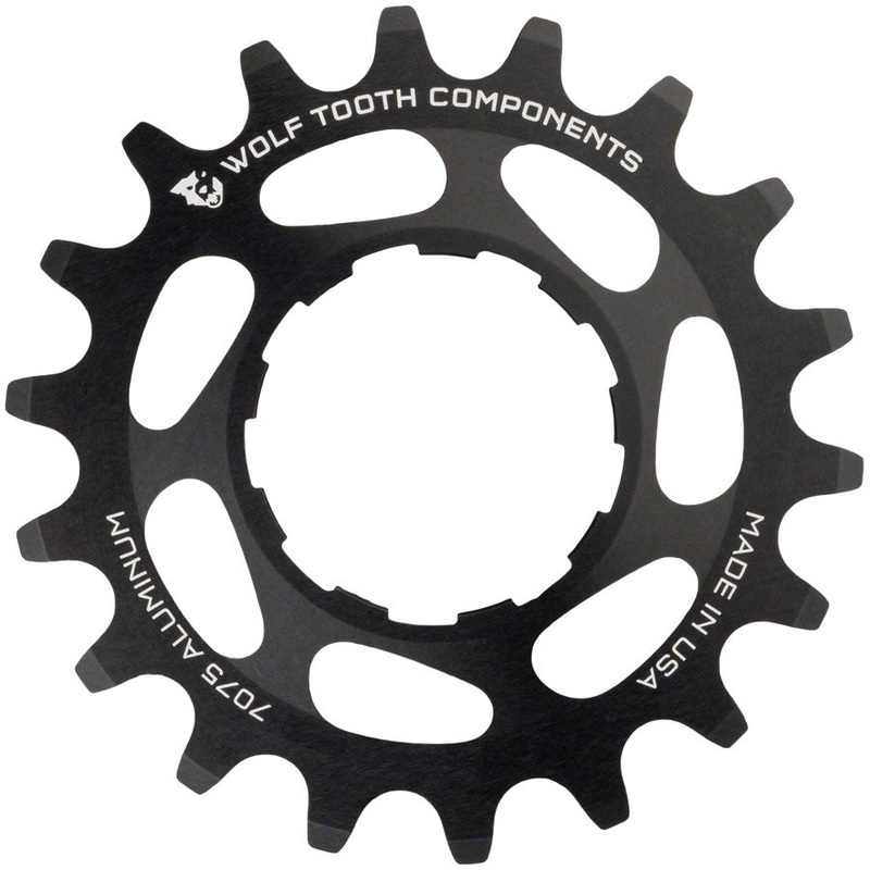 Wolf Tooth Single Speed Aluminum Cog – 18t Compatible 3/32″ Chains BLK