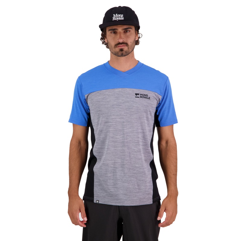 Mons Royale Redwood Enduro VT Short Sleeve Men’s Jersey – L – Blue Gravel
