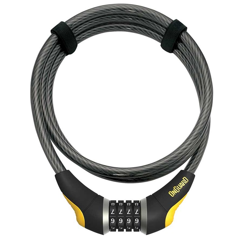 OnGuard Akita Resettable Combo Cable Lock: 6′ x 10mm Gray/Black/Yellow