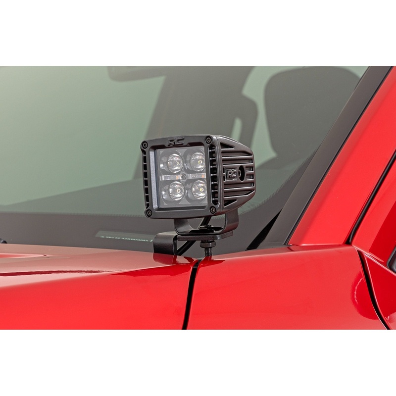 Rough Country | LED Light Kit | Ditch Mount | 2″ Black Pair | Amber DRL | Toyota Tacoma (24-25) | 72104