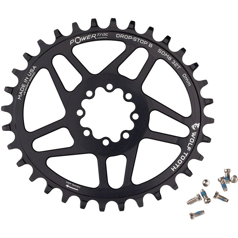 Wolf Tooth Elliptical Direct Mount Chainring – 32t SRAM Direct Mount Drop-Stop B For SRAM 8-Bolt Cranksets 0mm Offset BLK