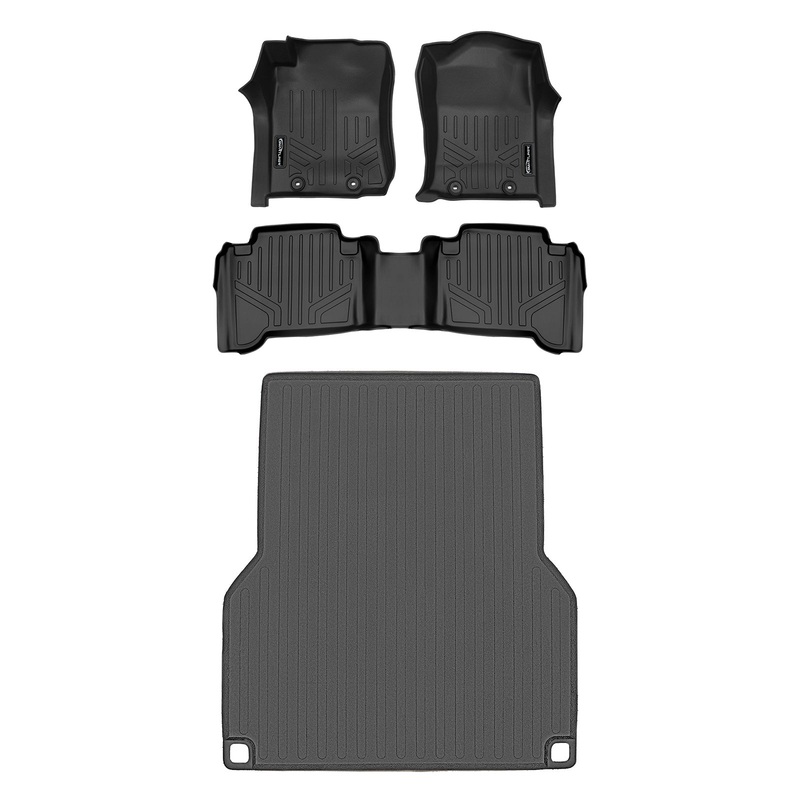 SmartCoverage Custom Fit Floor Liners For 2012-2015 Toyota Tacoma Double Cab Black