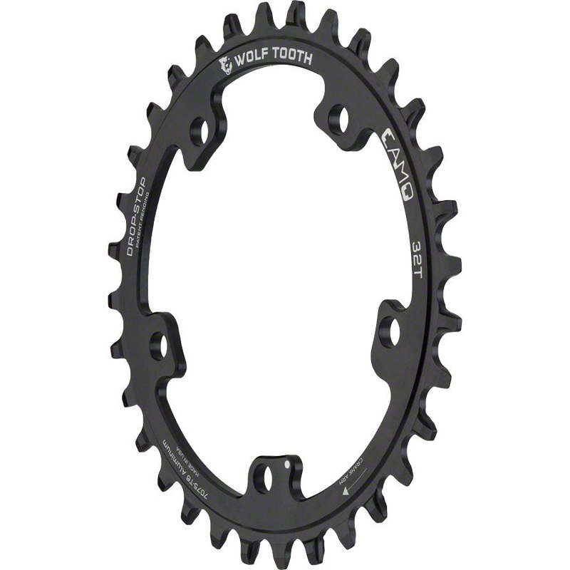 Wolf Tooth CAMO Aluminum Chainring – 32t Wolf Tooth CAMO Mount Drop-Stop A BLK