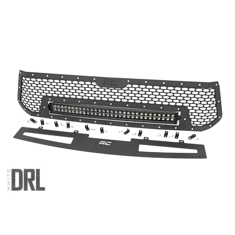 Rough Country | Mesh Grille | 30″ Dual Row LED | Black | White DRL | Toyota Tundra (14-17) | 70225