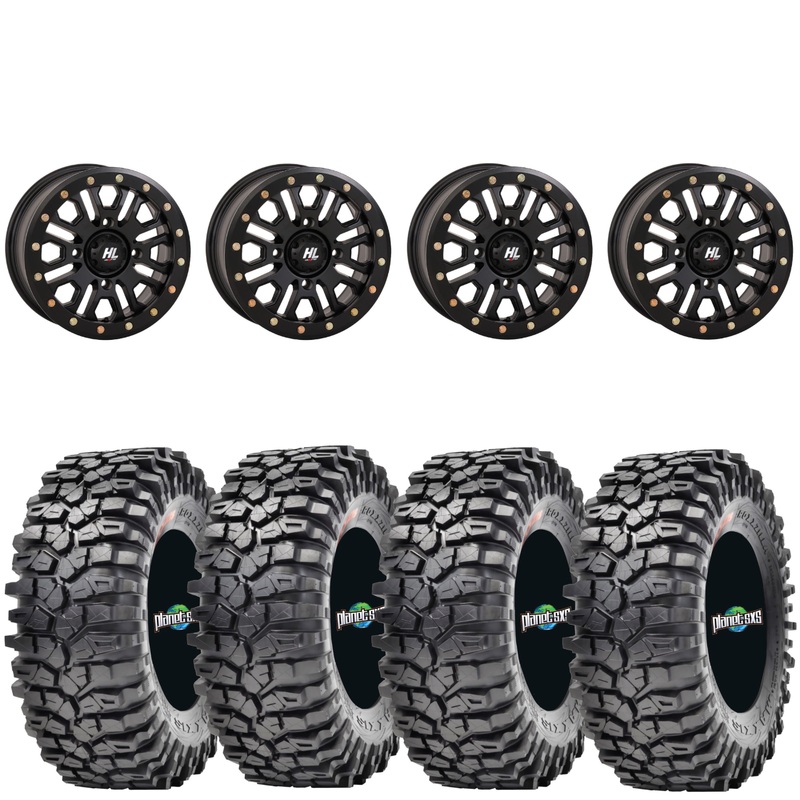 High Lifter HL23 Matte Black Beadlock Wheels on Maxxis Roxxzila Tires  4/137 UTV Wheel & Tire Kit