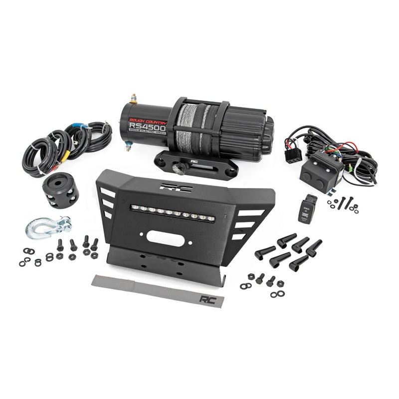 Rough Country | Winch Plate | 4500-LB Winch | 10″ Black Slimline | Honda Pioneer 520 | 92079