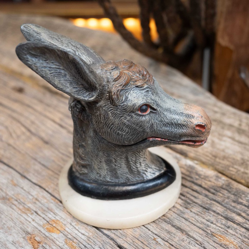 Vintage Cast Iron Donkey Inkwell