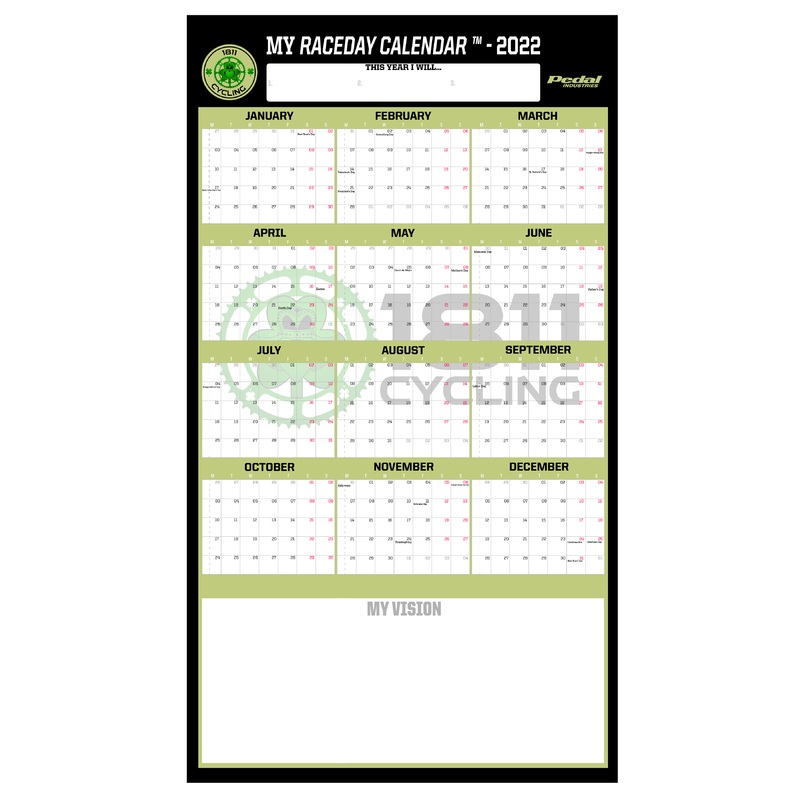 1811 Cycling 2022 MY RACEDAY CALENDAR Black Green