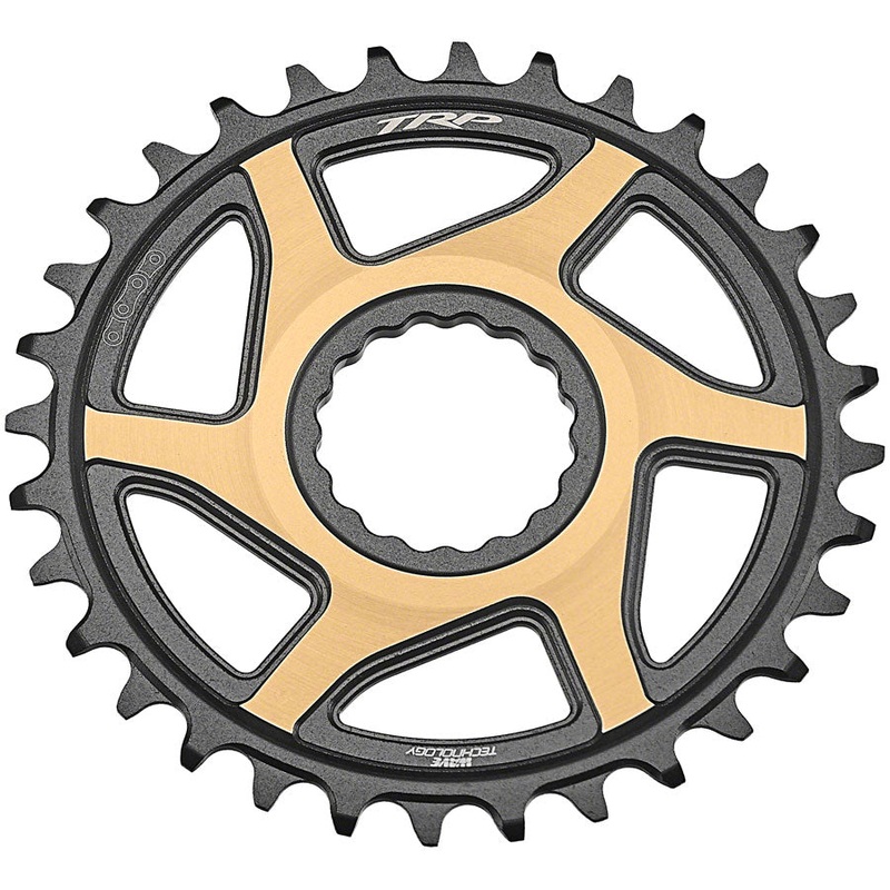 TRP CR-M9050 Boost Direct Mount Chainring – 32t 12-Speed CINCH Mount 3mm Offset 7075-T6 Aluminum Sandblasted BLK/Gold