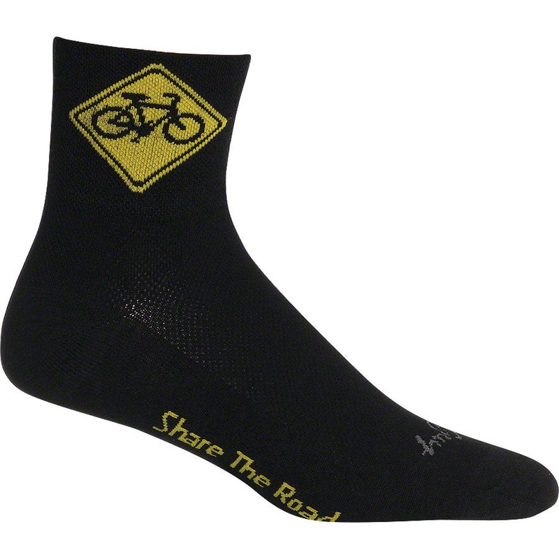 SockGuy Classic Share the Road Socks – 3″ Black Small/Medium