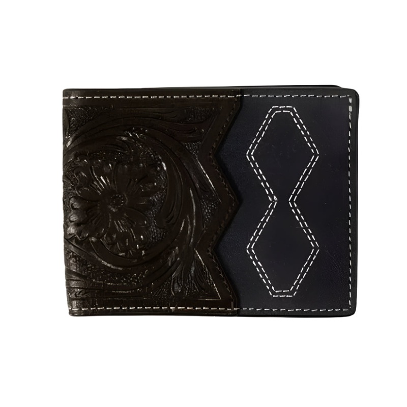 3D Hand Tooled Boot Stitch Bifold Wallet