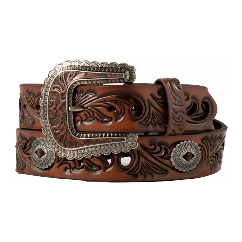 Angel Ranch Women’s Filagree Embossed Oval Concho Belt