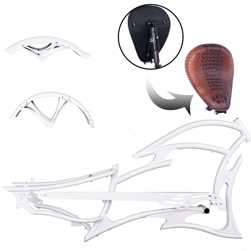 Tracer FM-RAIDER-7 26″ Stretch Cruiser Bikes Steel Frame Black