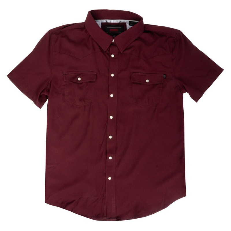 Rock & Roll Denim Men’s Tek Pearl Snap Shirt – Maroon