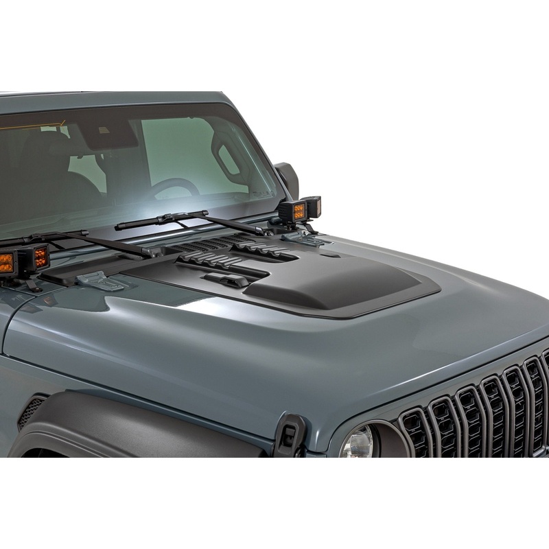 Rough Country | Hood Scoop | PBJ Hydro Blue | Jeep Gladiator JT/Wrangler JL 4WD (2018-2025) | HS60010-PBJ