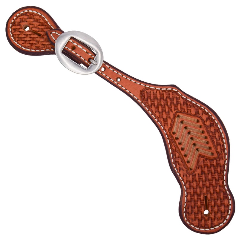 Teskey’s Basketweave Spur Straps w/Rawhide Accents Medium Oil